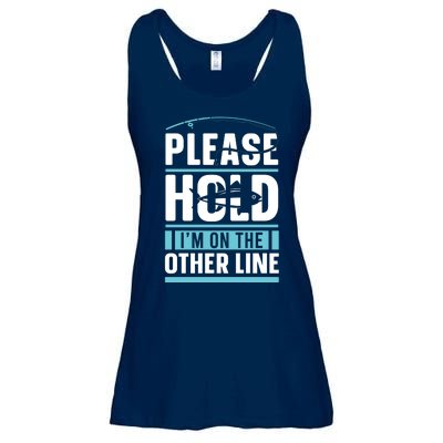 Please Hold I'm On The Other Line Fishing Funny Ladies Essential Flowy Tank