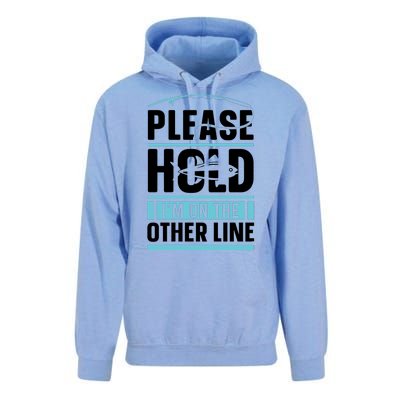 Please Hold I'm On The Other Line Fishing Funny Unisex Surf Hoodie