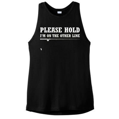 Please Hold I'm On The Other Line Funny Ladies PosiCharge Tri-Blend Wicking Tank