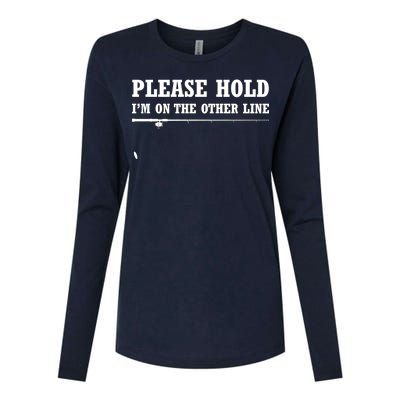 Please Hold I'm On The Other Line Funny Womens Cotton Relaxed Long Sleeve T-Shirt