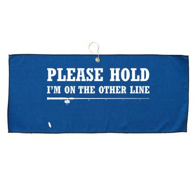 Please Hold I'm On The Other Line Funny Large Microfiber Waffle Golf Towel