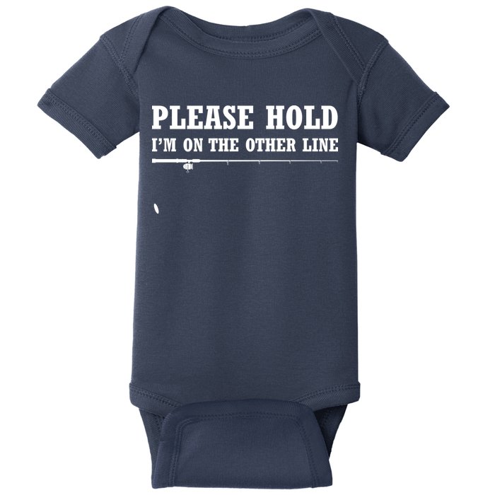Please Hold I'm On The Other Line Funny Baby Bodysuit