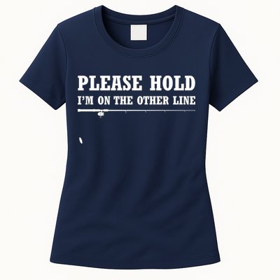 Please Hold I'm On The Other Line Funny Womens T-Shirt