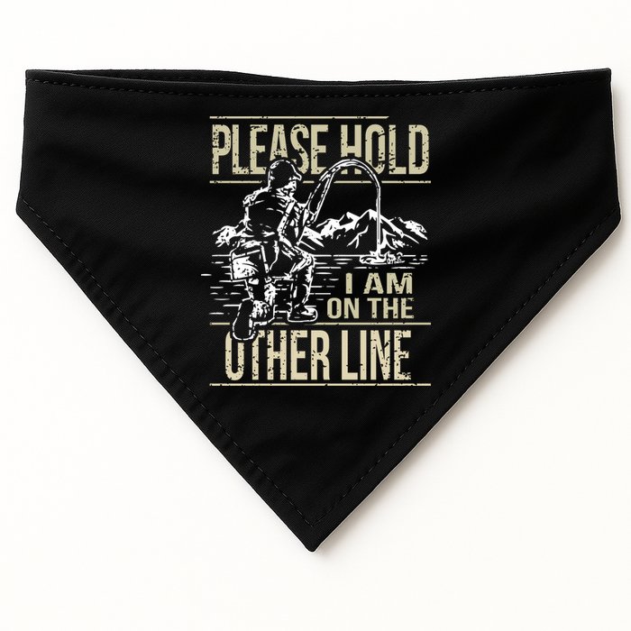 Please Hold I'm On The Other Line Vintage Funny Fishing USA-Made Doggie Bandana