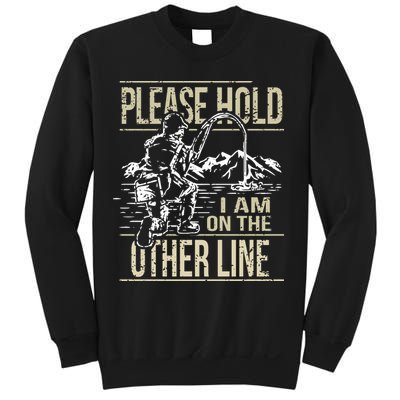 Please Hold I'm On The Other Line Vintage Funny Fishing Sweatshirt