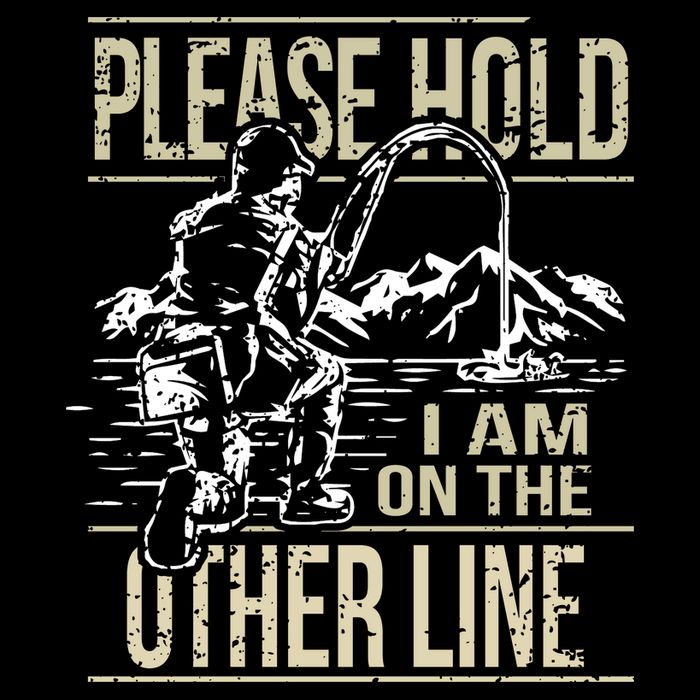 Please Hold I'm On The Other Line Vintage Funny Fishing Button