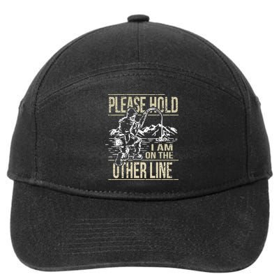 Please Hold I'm On The Other Line Vintage Funny Fishing 7-Panel Snapback Hat
