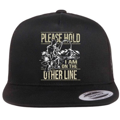 Please Hold I'm On The Other Line Vintage Funny Fishing Flatbill Hat