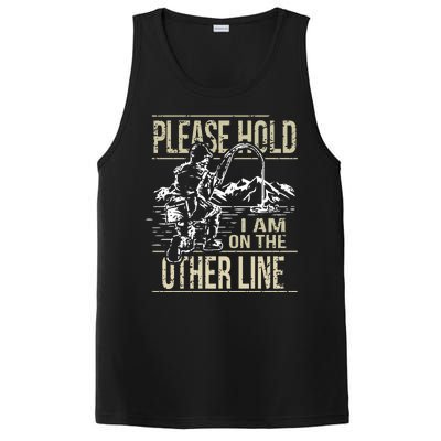 Please Hold I'm On The Other Line Vintage Funny Fishing PosiCharge Competitor Tank