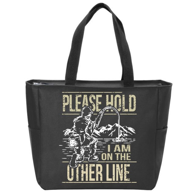Please Hold I'm On The Other Line Vintage Funny Fishing Zip Tote Bag