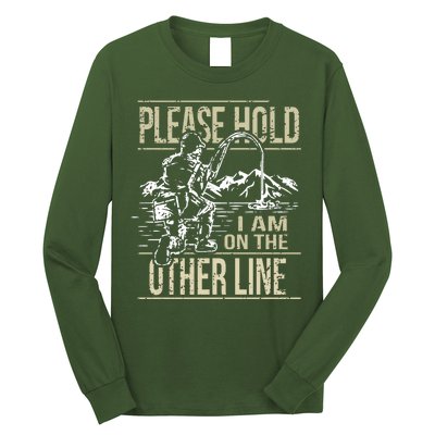 Please Hold I'm On The Other Line Vintage Funny Fishing Long Sleeve Shirt