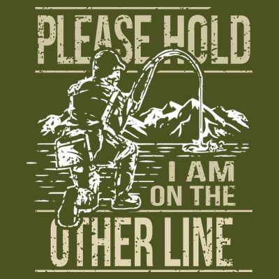 Please Hold I'm On The Other Line Vintage Funny Fishing T-Shirt