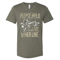 Please Hold I'm On The Other Line Vintage Funny Fishing V-Neck T-Shirt