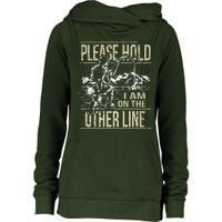 Please Hold I'm On The Other Line Vintage Funny Fishing Womens Funnel Neck Pullover Hood