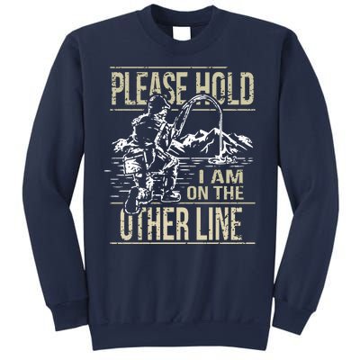 Please Hold I'm On The Other Line Vintage Funny Fishing Sweatshirt