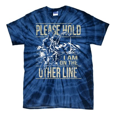 Please Hold I'm On The Other Line Vintage Funny Fishing Tie-Dye T-Shirt