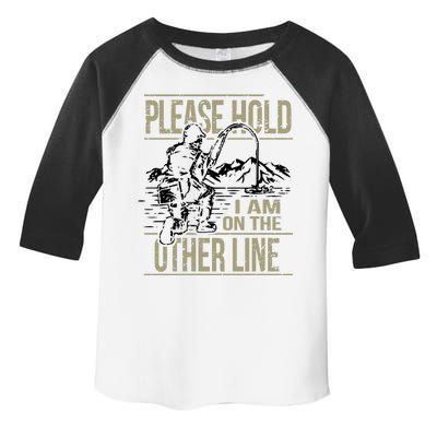 Please Hold I'm On The Other Line Vintage Funny Fishing Toddler Fine Jersey T-Shirt