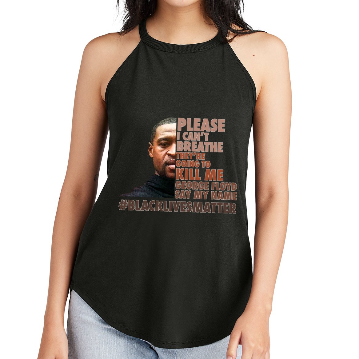 Please I Can't Breathe Geoge Floyd #BLM Women's Perfect Tri Rocker Tank