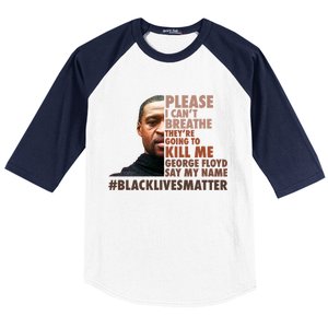 Please I Can't Breathe Geoge Floyd #BLM Baseball Sleeve Shirt