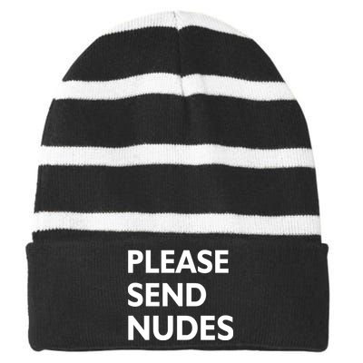 Please Send Nudes Striped Beanie with Solid Band