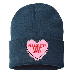 Please Stay 6 Feet Away Quarantine Anti-Valentine  Sustainable Knit Beanie