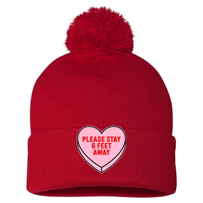 Please Stay 6 Feet Away Quarantine Anti-Valentine  Pom Pom 12in Knit Beanie