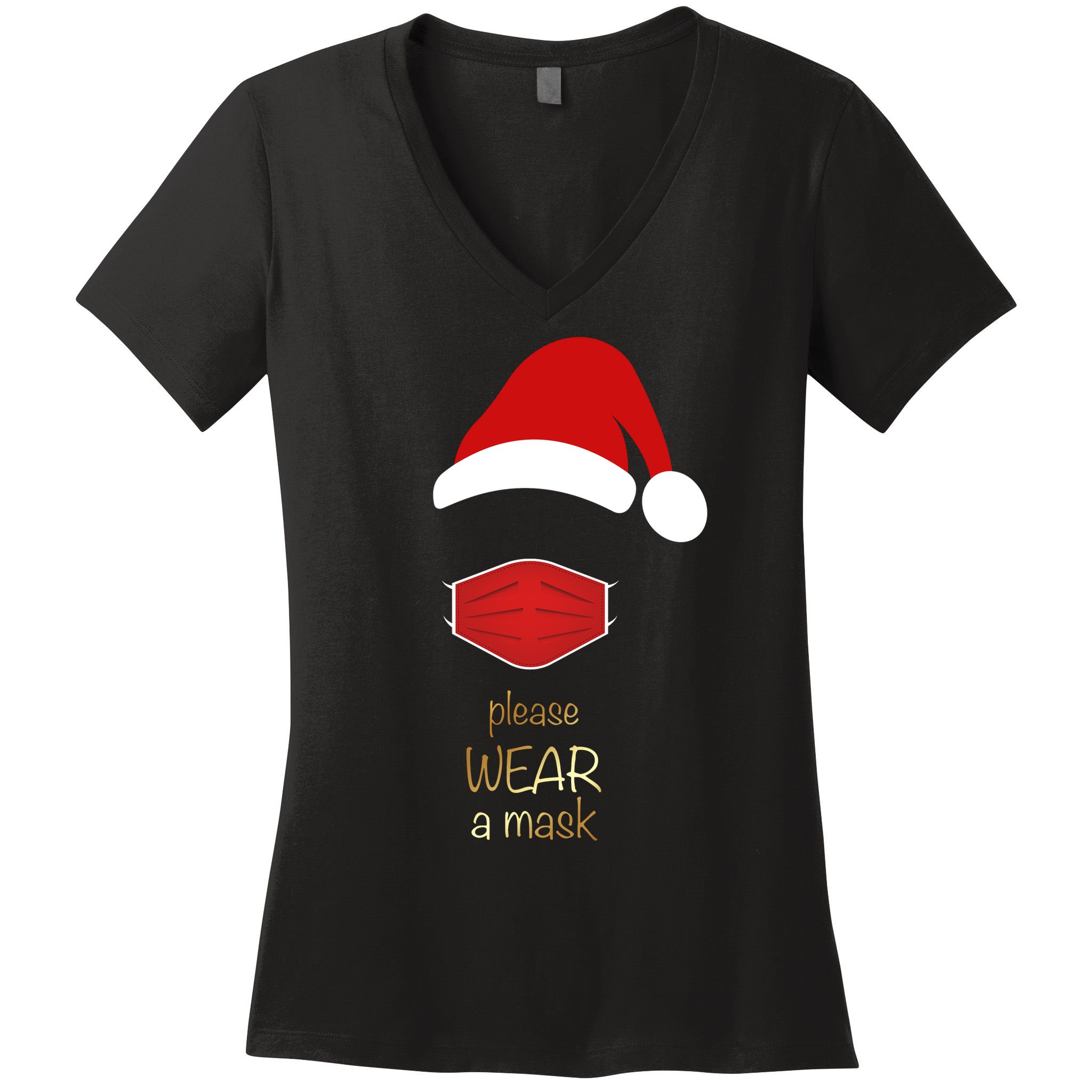 Please Wear A Mask Santa Reminder Women's V-Neck T-Shirt