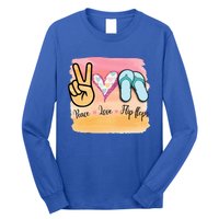 Peace Love Flip Flops Funny Hello Summer Vibes Beach Vacay Funny Gift Long Sleeve Shirt