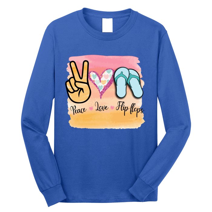 Peace Love Flip Flops Funny Hello Summer Vibes Beach Vacay Funny Gift Long Sleeve Shirt