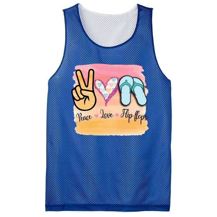 Peace Love Flip Flops Funny Hello Summer Vibes Beach Vacay Funny Gift Mesh Reversible Basketball Jersey Tank