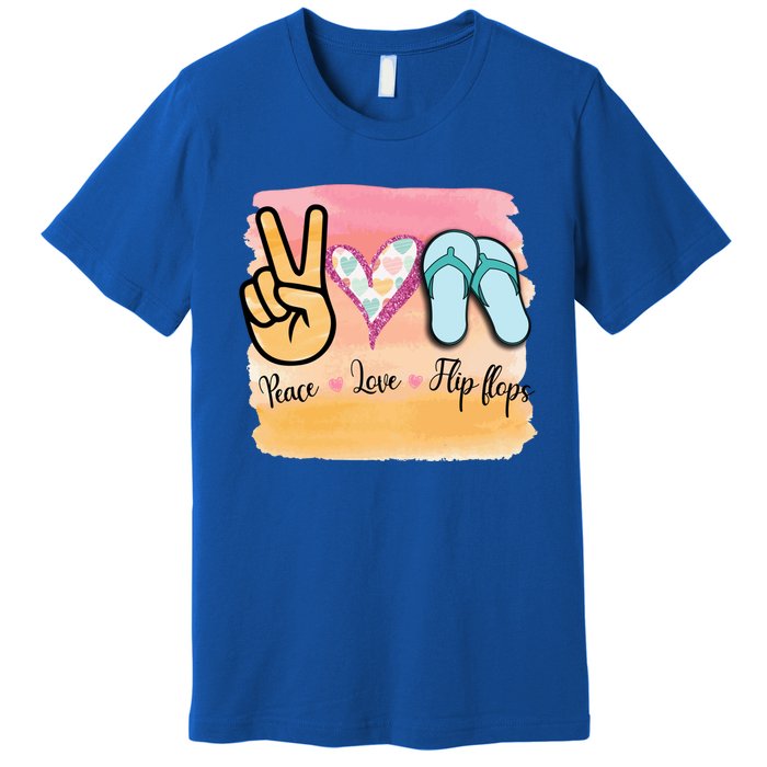 Peace Love Flip Flops Funny Hello Summer Vibes Beach Vacay Funny Gift Premium T-Shirt