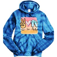 Peace Love Flip Flops Funny Hello Summer Vibes Beach Vacay Funny Gift Tie Dye Hoodie