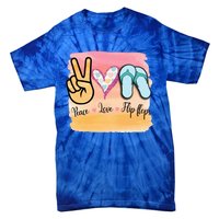 Peace Love Flip Flops Funny Hello Summer Vibes Beach Vacay Funny Gift Tie-Dye T-Shirt