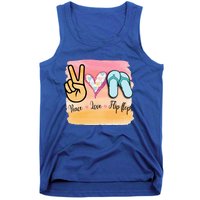 Peace Love Flip Flops Funny Hello Summer Vibes Beach Vacay Funny Gift Tank Top