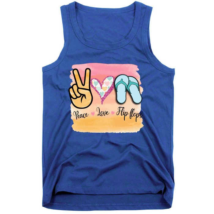 Peace Love Flip Flops Funny Hello Summer Vibes Beach Vacay Funny Gift Tank Top