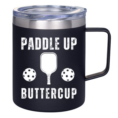 Pickleball Lover Funny Paddle Up Buttercup Gift 12oz Stainless Steel Coffee Mug