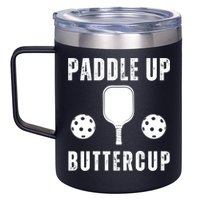 Pickleball Lover Funny Paddle Up Buttercup Gift 12oz Stainless Steel Coffee Mug