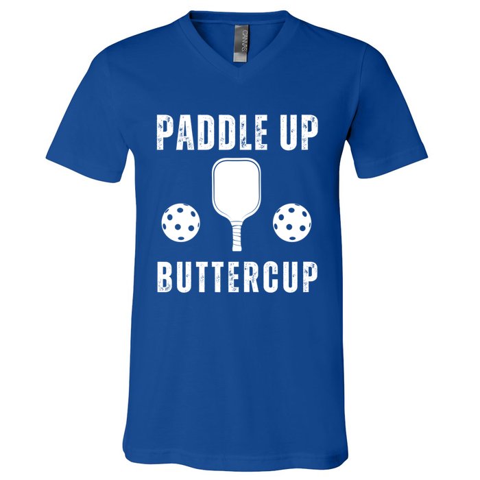 Pickleball Lover Funny Paddle Up Buttercup Gift V-Neck T-Shirt