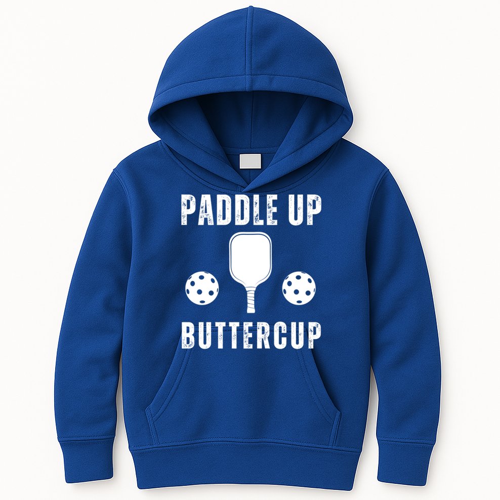 Pickleball Lover Funny Paddle Up Buttercup Gift Kids Hoodie