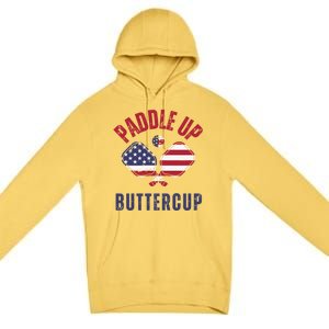 Pickleball Lover Funny Paddle Up Buttercup Gift Premium Pullover Hoodie