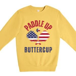 Pickleball Lover Funny Paddle Up Buttercup Gift Premium Crewneck Sweatshirt