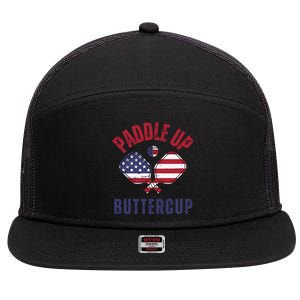 Pickleball Lover Funny Paddle Up Buttercup Gift 7 Panel Mesh Trucker Snapback Hat