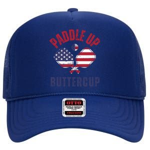 Pickleball Lover Funny Paddle Up Buttercup Gift High Crown Mesh Back Trucker Hat