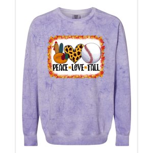 Peace Love Fall Turkey Baseball Ball Fall Vibes Thanksgiving Gift Colorblast Crewneck Sweatshirt