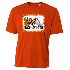 Peace Love Fall Turkey Baseball Ball Fall Vibes Thanksgiving Gift Cooling Performance Crew T-Shirt