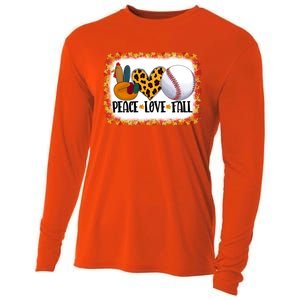 Peace Love Fall Turkey Baseball Ball Fall Vibes Thanksgiving Gift Cooling Performance Long Sleeve Crew