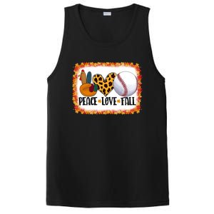 Peace Love Fall Turkey Baseball Ball Fall Vibes Thanksgiving Gift PosiCharge Competitor Tank