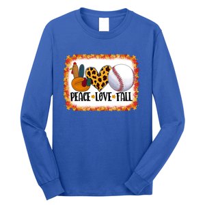 Peace Love Fall Turkey Baseball Ball Fall Vibes Thanksgiving Gift Long Sleeve Shirt