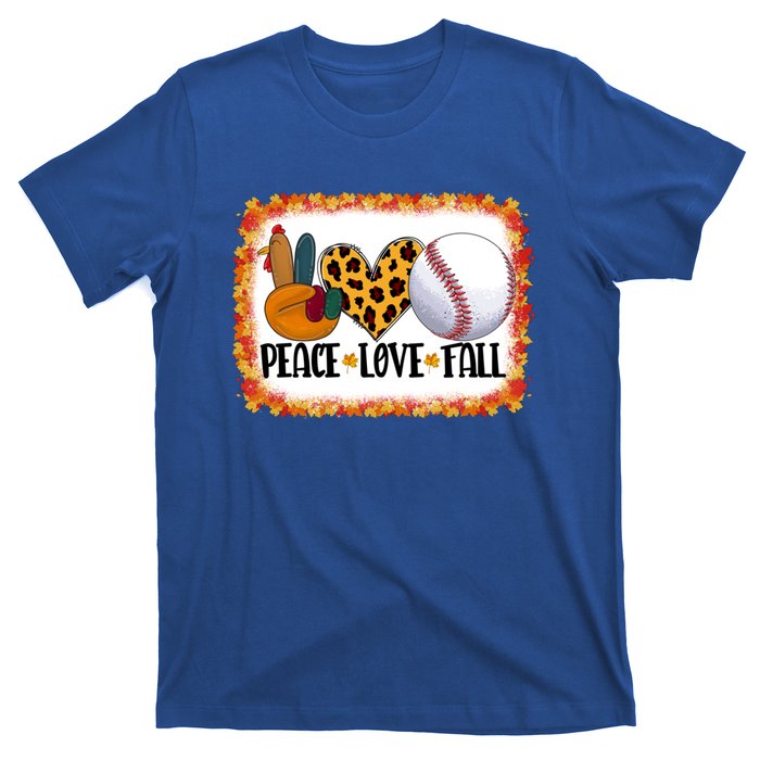 Peace Love Fall Turkey Baseball Ball Fall Vibes Thanksgiving Gift T-Shirt