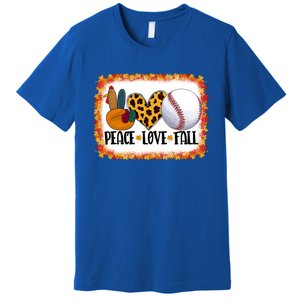 Peace Love Fall Turkey Baseball Ball Fall Vibes Thanksgiving Gift Premium T-Shirt